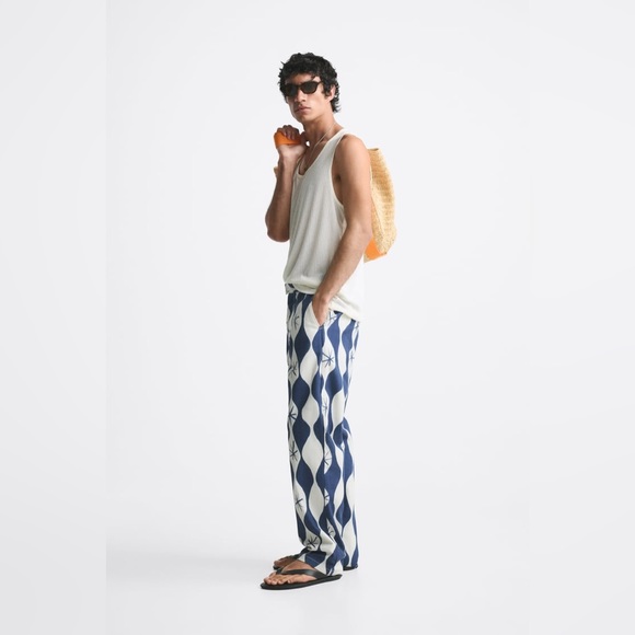 Zara Blue and White Patterned Jeans Summer Wardrobe ‘23 size 32” - Picture 12 of 13